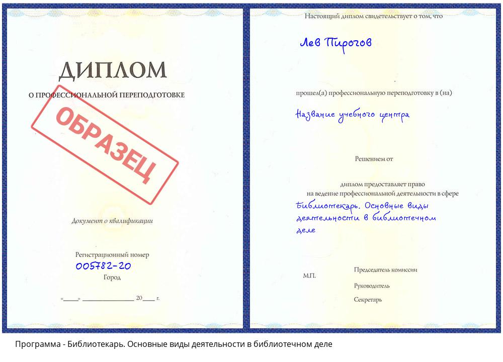 Библиотекарь. Основные виды деятельности в библиотечном деле Новокузнецк