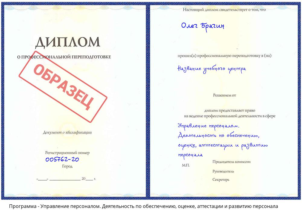 Управление персоналом. Деятельность по обеспечению, оценке, аттестации и развитию персонала Новокузнецк
