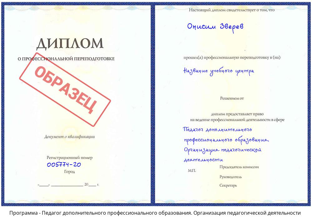 Педагог дополнительного профессионального образования. Организация педагогической деятельности Новокузнецк